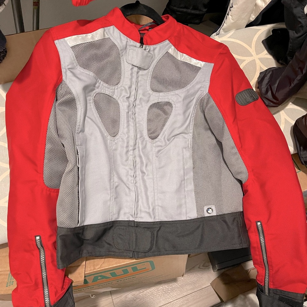 BMW Motorrad Women’s Riding Jacket Adult Gray Red Motorcycle Biker Airflow-2